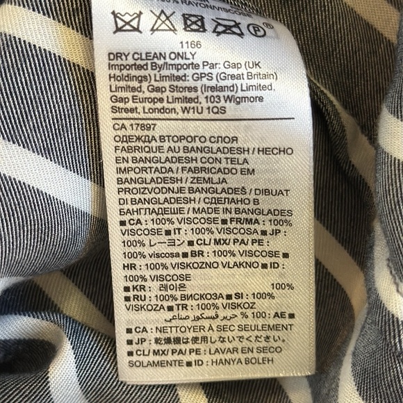 Banana Republic Striped Parker Tunic Fit Shirt Gray Button Up Long Sleeve Medium - Picture 9 of 10